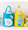 New cylindrical insulated bag, hand-held with a drawstring opening, large-capacity bento bag, thickened aluminum foil fresh-keeping lunch box bag Item Picture